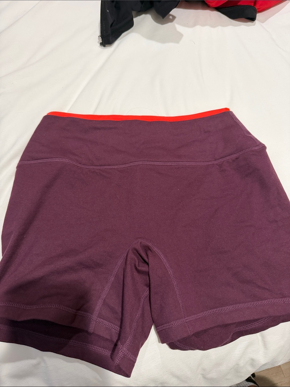 SET Active High-Waist Purple and Red Biker Shorts. Color: Acai